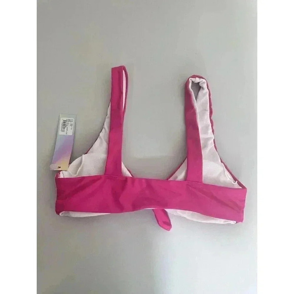 Shimmer Bay Pink 2 Piece Swimsuit Set Bikini Tie Front Barbie Size Junior Large - Picture 9 of 10